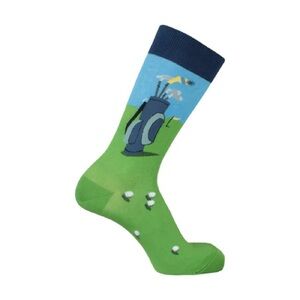 Men's Novelty Golf Crew Socks - Green & Blue NWT
